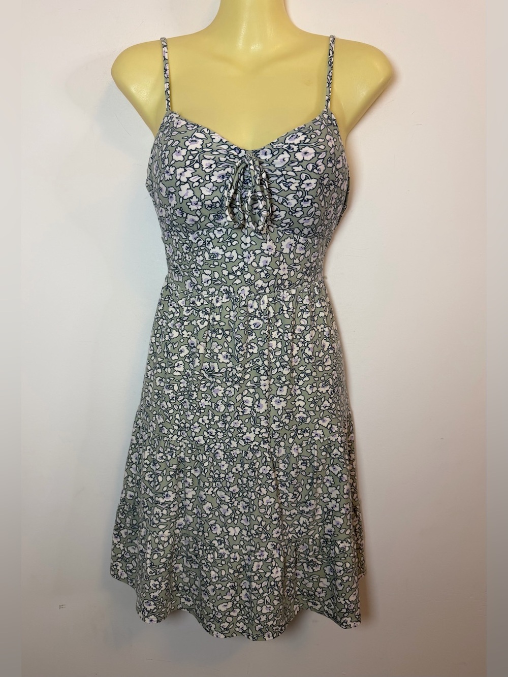 No Boundaries Light Sage and White Floral Spaghetti Strap Sundress